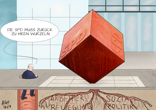 Cartoon: SPD Wahlkampfstrategie (medium) by Ago tagged spd,regierung,bundestagswahl,bundeskanzler,scholz,vorstandsklausur,leitantrag,strategiepapier,klassische,werte,sozialdemokratie,rückbesinnung,arbeiterbewegung,sozialpolitik,zentrale,willy,brandt,haus,skulptur,kubus,wurzeln,standfestigkeit,halt,politik,caricature,karikatur,cartoon,pressezeichnung,illustration,ago,agostino,natale,spd,regierung,bundestagswahl,bundeskanzler,scholz,vorstandsklausur,leitantrag,strategiepapier,klassische,werte,sozialdemokratie,rückbesinnung,arbeiterbewegung,sozialpolitik,zentrale,willy,brandt,haus,skulptur,kubus,wurzeln,standfestigkeit,halt,politik,caricature,karikatur,cartoon,pressezeichnung,illustration,ago,agostino,natale