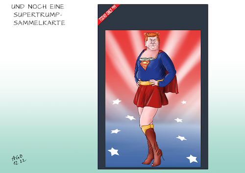 Cartoon: Supertrump (medium) by Ago tagged donald,trump,sammelkarten,nft,trading,cards,superhelden,darstellung,überhöhung,idealisiert,geld,sammeln,abzocke,verlosung,blockchain,spott,parodie,superwoman,wirtschaft,politik,caricature,karikatur,cartoon,pressezeichnung,illustration,ago,agostino,natale,donald,trump,sammelkarten,nft,trading,cards,superhelden,darstellung,überhöhung,idealisiert,geld,sammeln,abzocke,verlosung,blockchain,spott,parodie,superwoman,wirtschaft,politik,caricature,karikatur,cartoon,pressezeichnung,illustration,ago,agostino,natale