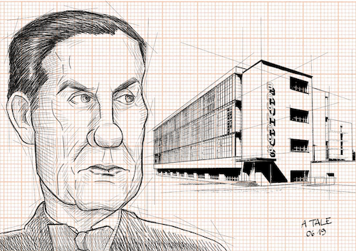 Cartoon: Walter Gropius und Bauhaus (medium) by Ago tagged walter,gropius,architekt,todestag,bauhaus,hundert,jahre,dessau,umwälzung,architektur,bauweise,mitbegründer,moderne,karikatur,caricature,gesicht,porträt,bild,cartoon,pressezeichnung,illustration,tale,agostino,natale,walter,gropius,architekt,todestag,bauhaus,hundert,jahre,dessau,umwälzung,architektur,bauweise,mitbegründer,moderne,karikatur,caricature,gesicht,porträt,bild,cartoon,pressezeichnung,illustration,tale,agostino,natale