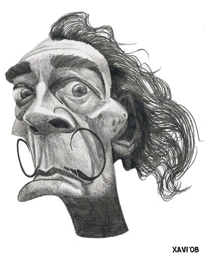 Cartoon: Salvador Dali (medium) by Xavi dibuixant tagged abstract,picture,culture,painter,dali,salvador,salvador,dali,künstler,surrealismus,kunst,maler,spanien,portrait,mann,gesicht,exzentrisch,traum,träume,karikatur,zeichnung