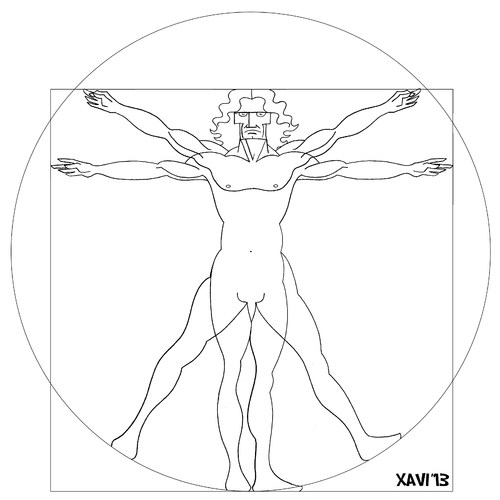 Cartoon: Vitruvian Man (medium) by Xavi dibuixant tagged vitruvian,man,vitruvio,leonardo,da,vinci,drawing,cartoon,illustration,renaissance,vitruvian,man,vitruvio,leonardo,da,vinci,drawing,cartoon,illustration,renaissance