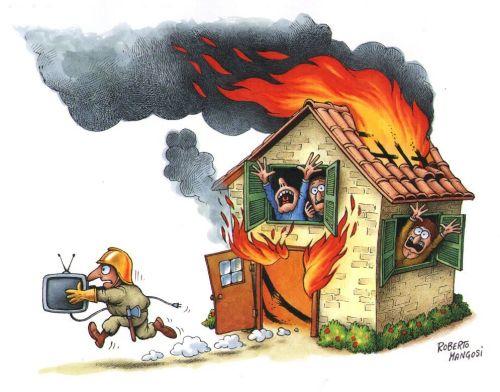 cartoon hut on fire