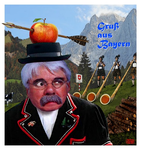 Cartoon: Gruß aus Bayern (medium) by zenundsenf tagged mattiello,switzerland,schweiz,bavaria,bayern,zenf,zensenf,zenundsenf,walter,andi