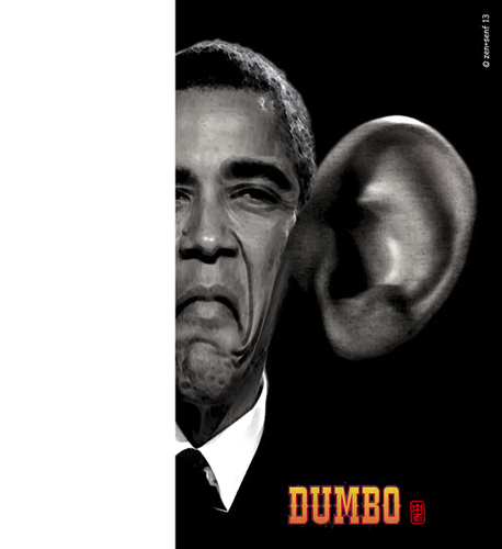 Cartoon: Obama - DUMBO (medium) by zenundsenf tagged andi,walter,barak,obama,cartoon,composing,karikatur,nsa,snowden,edward,wikileaks,zenf,dumbo,zensenf,zenundsenf