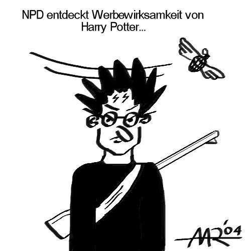 Cartoon: Potter Propaganda (medium) by Walwing tagged harry,potter,npd,propaganda,werbung,