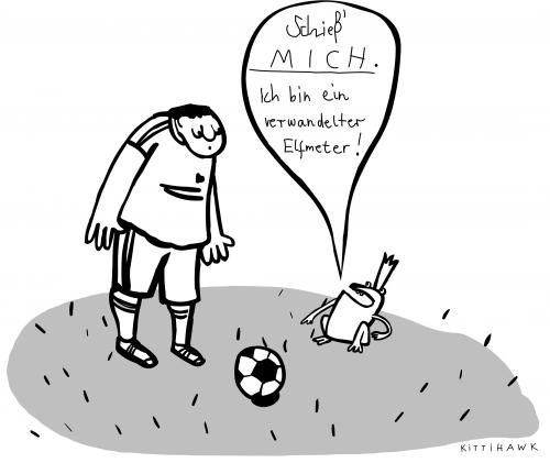 Cartoon: Elfmeter verwandeln (medium) by kittihawk tagged elfmeter,fußball,verwandeln,strafstoß,elf,meter,foul,elfmeter,fußball,verwandeln,strafstoß,elf,meter,foul,froschprinz,kuss,küssen,schuss,treten,treffen,tor,torwart,märchen,kindergeschichten