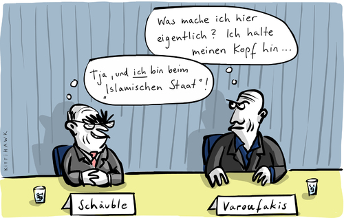 Cartoon: Kopf hin (medium) by kittihawk tagged kittihawk,2015,terroristische,vereinigung,wolfgang,schäuble,varoufakis,deutschland,griechenland,verhandlung,hilfszahlungen,eu,europäische,union,beratung,finanzminister,brüssel,sonder,gipfel,konferenz,kopf,hinhalten,islamischer,staat,kittihawk,2015,terroristische,vereinigung,wolfgang,schäuble,varoufakis,deutschland,griechenland,verhandlung,hilfszahlungen,eu,europäische,union,beratung,finanzminister,brüssel,sonder,gipfel,konferenz,kopf,hinhalten,islamischer,staat