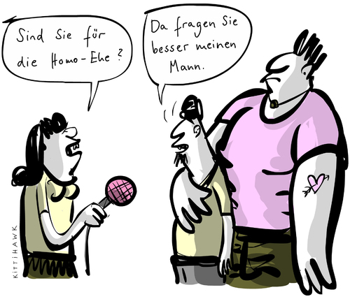 Cartoon: Mein Mann (medium) by kittihawk tagged kittihawk,2015,homo,ehe,homosexuelle,für,die,sind,sie,fragen,besser,meinen,mann,rollenverteilung,paar,interview,gay,schüchtern,reden,schweigen,frage,antwort,kittihawk,2015,homo,ehe,homosexuelle,für,die,sind,sie,fragen,besser,meinen,mann,rollenverteilung,paar,interview,gay,schüchtern,reden,schweigen,frage,antwort