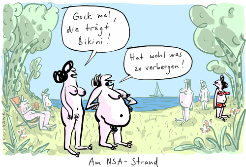 Cartoon: NSA Strand (medium) by kittihawk tagged kittihawk,2014,edward,snowden,nsa,bikini,sommer,was,zu,verbergen,strand,nackt,frauen,trägt,fkk,wasser,sonnenbaden,kittihawk,2014,edward,snowden,nsa,bikini,sommer,was,zu,verbergen,strand,nackt,frauen,trägt,fkk,wasser,sonnenbaden