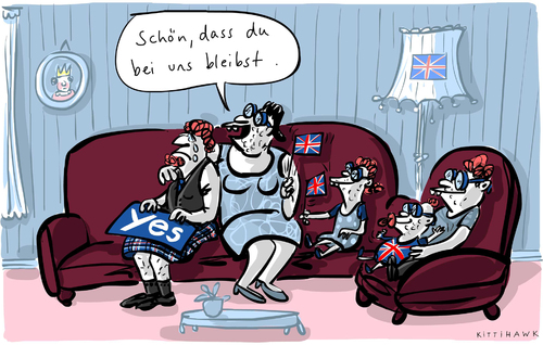 Cartoon: Schottland Referendum (medium) by kittihawk tagged kittihawk,2014,schön,dass,du,bei,uns,bleibst,schottland,england,großbritannien,familie,sofa,wohnzimmer,yes,no,ja,nein,referndum,ausgang,ergebnis,niederlage,traurig,niedergeschlagen,kittihawk,2014,schön,dass,du,bei,uns,bleibst,schottland,england,großbritannien,familie,sofa,wohnzimmer,yes,no,ja,nein,referndum,ausgang,ergebnis,niederlage,traurig,niedergeschlagen