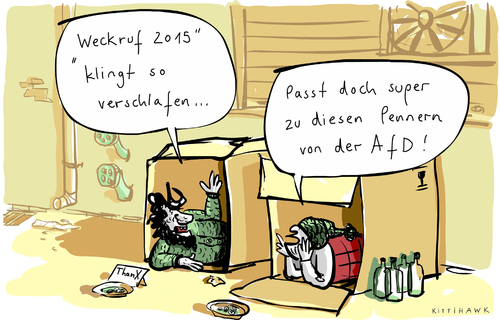 Cartoon: Weckruf 2015 (medium) by kittihawk tagged kittihawk,2015,penner,afd,weckruf,klingt,verschlafen,karton,obdachlose,platte,passt,doch,super,bern,lucke,spaltung,rechte,konservatine,nationale,kräfte,partei,henkel,npd,wellpappe,kiste,auf,der,straße,kittihawk,2015,penner,afd,weckruf,klingt,verschlafen,karton,obdachlose,platte,passt,doch,super,bern,lucke,spaltung,rechte,konservatine,nationale,kräfte,partei,henkel,npd,wellpappe,kiste,auf,der,straße