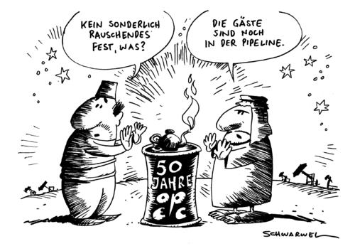 Cartoon: 50 Jahre Opec (medium) by Schwarwel tagged opec,öl,markt,erdöl,welt,preisbildung,rohstoff,produktion,gier,ölpreis,karikatur,schwarwel,opec,öl,markt,erdöl,welt,preisbildung,rohstoff,produktion,gier,ölpreis