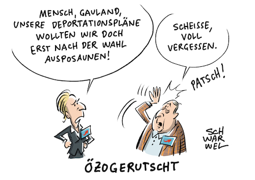 Cartoon: AfD Gauland (medium) by Schwarwel tagged afd,alternative,für,deutschland,partei,politik,politiker,rechts,nazi,nationalistisch,rechtsextrem,rechtsextremismus,hitler,nationalsozialismus,populismus,populisten,spitzenkandidat,gauland,integrationsbeauftragte,integration,ausländerhass,ausländerfeindlichkeit,fremdenhass,rassistisch,rassismus,sieg,heil,özuguz,in,anatolien,entsorgen,entsorgung,deportation,vergasen,juden,konzentrationslager,kz,massenvernichtung,karikatur,schwarwel,afd,alternative,für,deutschland,partei,politik,politiker,rechts,nazi,nationalistisch,rechtsextrem,rechtsextremismus,hitler,nationalsozialismus,populismus,populisten,spitzenkandidat,gauland,integrationsbeauftragte,integration,ausländerhass,ausländerfeindlichkeit,fremdenhass,rassistisch,rassismus,sieg,heil,özuguz,in,anatolien,entsorgen,entsorgung,deportation,vergasen,juden,konzentrationslager,kz,massenvernichtung,karikatur,schwarwel