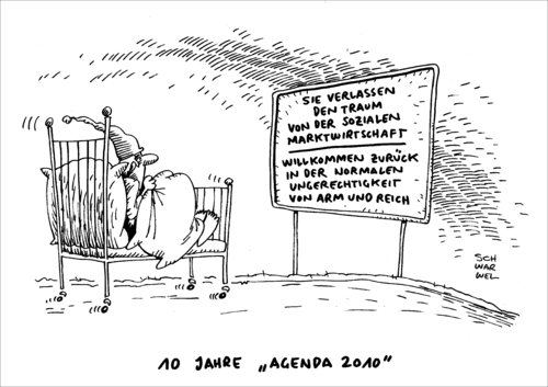 Cartoon: Agenda 2010 gescheitert (medium) by Schwarwel tagged verkündung,altkanzler,schröder,agenda,2010,gescheitert,traum,soziale,marktwirtschaft,ungerechtigkeit,arm,reich,reichtum,armut,geld,karikatur,schwarwel,verkündung,altkanzler,schröder,agenda,2010,gescheitert,traum,soziale,marktwirtschaft,ungerechtigkeit,arm,reich,reichtum,armut,geld,karikatur,schwarwel