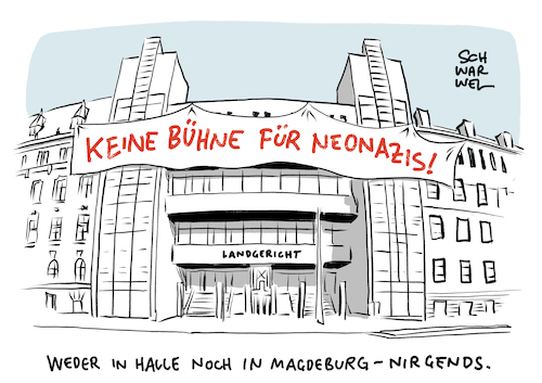 Cartoon: Anschlag Synagoge Halle Neonazi (medium) by Schwarwel tagged anschlag,terroranschlag,synagoge,halle,rechtsextremismus,rechtsterrorismus,rechtsextremist,rassist,rassismus,fremdenfeindlichkeit,ausländerfeindlichkeit,migration,migranten,2015,flüchtlingswelle,flüchtlingskrise,flüchtlinge,geflüchtete,prozess,gericht,nazi,nazis,neonazis,rechtsextremer,terror,einzeltäter,fanatisch,ideologie,antisemitismus,antisemit,identitäre,bewegung,islam,islamfeindlichkeit,attentäter,judenhass,antifeminismus,cartoon,karikatur,schwarwel,anschlag,terroranschlag,synagoge,halle,rechtsextremismus,rechtsterrorismus,rechtsextremist,rassist,rassismus,fremdenfeindlichkeit,ausländerfeindlichkeit,migration,migranten,2015,flüchtlingswelle,flüchtlingskrise,flüchtlinge,geflüchtete,prozess,gericht,nazi,nazis,neonazis,rechtsextremer,terror,einzeltäter,fanatisch,ideologie,antisemitismus,antisemit,identitäre,bewegung,islam,islamfeindlichkeit,attentäter,judenhass,antifeminismus,cartoon,karikatur,schwarwel