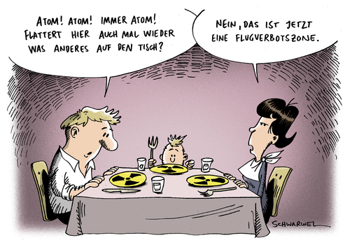 Cartoon: Atom-Flugverbot (medium) by Schwarwel tagged schwarwel,karikatur,nahost,flugverbot,explosion,atomkraftwerk,debatte,atom,warnung,japan,atomenergie,erdbeben,fukushima,radioaktivität,unfall,kernschmelze,sicherheit,akw,atomkraft,atom