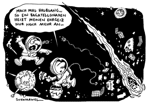 Cartoon: Bagatellschaden - Ehrgeiz (medium) by Schwarwel tagged weltraum,ehrgeiz,schaden,bagatell,bagatellschaden,karikatur,schwarwel,komet,zerstörung,hoffnung,positiv,mann,astronaut,malerei,himmel,stern,flugzeug,weltraum,ehrgeiz,schaden,bagatell,bagatellschaden,astronaut,flugzeug,himmel,malerei,hoffnung,zerstörung,komet,weltall,universum