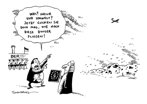 Cartoon: BER Umwelt EU Verfahren (medium) by Schwarwel tagged eu,verfahren,deutschland,ber,flughafen,flugrouten,planung,umwelt,umweltgesetz,misschatung,karikatur,schwarwel,natur,zerstörung,flugzeug,eu,verfahren,deutschland,ber,flughafen,flugrouten,planung,umwelt,umweltgesetz,misschatung,karikatur,schwarwel,natur,zerstörung,flugzeug