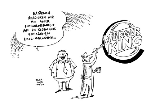 Cartoon: Burger King Ekel Filialen (medium) by Schwarwel tagged lebensmittelsicherheit,lebensmittel,nahrung,essen,burger,king,ekel,filiale,karikatur,schwarwel,lebensmittelsicherheit,lebensmittel,nahrung,essen,burger,king,ekel,filiale,karikatur,schwarwel