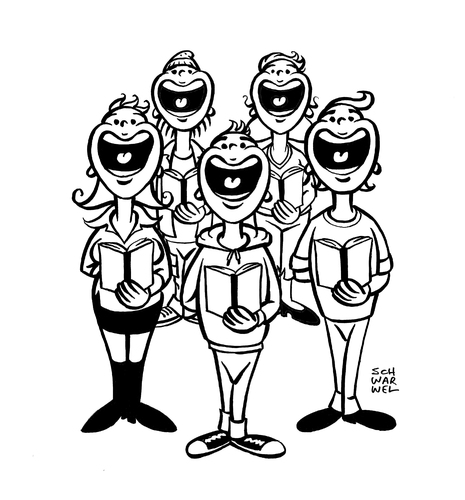 Cartoon: Chor (medium) by Schwarwel tagged chor,chorleute,singen,musik,lieder,rock,pop,liederbuch,song,illustration,schwarwel,gesang,chor,chorleute,singen,musik,lieder,rock,pop,liederbuch,song,illustration,schwarwel,gesang