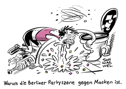 Cartoon: Corona Partyszene Berlin (medium) by Schwarwel tagged corona,coronavirus,covid19,coronapandemie,pandemie,coronakrise,kontaktbeschränkungen,quarantäne,sperrstunde,alkoholverbot,reisebeschränkungen,virus,virusinfektion,coronatests,rki,neuinfektionen,gesundheitsamt,infektionsschutz,infektionsketten,mundnasenschutz,maskenpflicht,hygienekonzept,hände,waschen,abstand,halten,abstandsregeln,hotspots,who,reisewarnung,mns,cartoon,karikatur,schwarwel,partyszene,berlin,corona,coronavirus,covid19,coronapandemie,pandemie,coronakrise,kontaktbeschränkungen,quarantäne,sperrstunde,alkoholverbot,reisebeschränkungen,virus,virusinfektion,coronatests,rki,neuinfektionen,gesundheitsamt,infektionsschutz,infektionsketten,mundnasenschutz,maskenpflicht,hygienekonzept,hände,waschen,abstand,halten,abstandsregeln,hotspots,who,reisewarnung,mns,cartoon,karikatur,schwarwel,partyszene,berlin