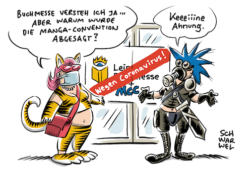 Cartoon: Coronavirus Buchmesse Leipzig (medium) by Schwarwel tagged coronavirus,virus,epidemie,pandemie,desinfektionsmittel,hamsterkäufe,quarantäne,absage,leipziger,buchmesse,lbm20,manga,convention,comic,hände,waschen,impfen,impfpflicht,cartoon,karikatur,schwarwel,coronavirus,virus,epidemie,pandemie,desinfektionsmittel,hamsterkäufe,quarantäne,absage,leipziger,buchmesse,lbm20,manga,convention,comic,hände,waschen,impfen,impfpflicht,cartoon,karikatur,schwarwel