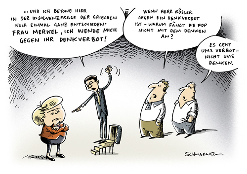 Cartoon: Denkverbot Rösler Griechenland (medium) by Schwarwel tagged denkverbot,roesler,koalition,insolvenz,frage,griechenland,fdp,chef,fuehrung,deutschland,politik,partei,vorwurf,insolvenzfrage,staat,baknrott,wirtschaft,geld,finanzen,merkel,bundeskanzlerin,angela,angie,karikatur,schwarwel,denkverbot,koalition,insolvenz,frage,griechenland,fdp,chef,deutschland