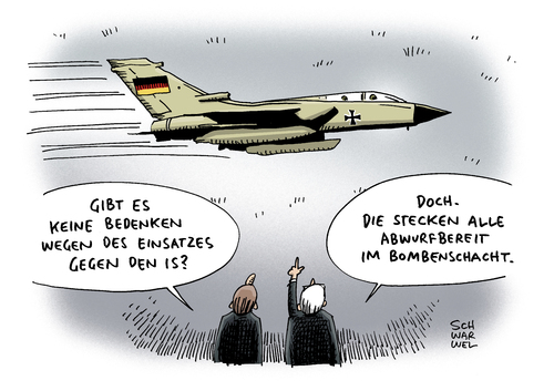 Cartoon: Deutsche Beteiligung gegen IS (medium) by Schwarwel tagged tornado,einsatz,kampf,krieg,waffen,gewalt,terror,deutsche,bteiligung,deutschland,is,islamischer,staat,bombe,bomben,abwurf,flugzeug,armee,soldaten,bundeswehr,karikatur,schwarwel,russland,putin,türkei,tornado,einsatz,kampf,krieg,waffen,gewalt,terror,deutsche,bteiligung,deutschland,is,islamischer,staat,bombe,bomben,abwurf,flugzeug,armee,soldaten,bundeswehr,karikatur,schwarwel,russland,putin,türkei