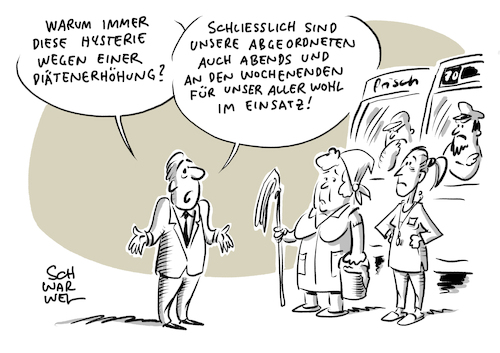 Cartoon: Diätenerhöhung im Bundestag (medium) by Schwarwel tagged diäten,diätenerhöhung,bundestag,geld,lohn,gehalt,arbeit,abgeordnete,politik,politiker,soziales,pflege,armut,armutsrisiko,minijob,arm,reich,reichtum,verdienst,krankenschwestern,putzfrau,cartoon,karikatur,schwarwel,diäten,diätenerhöhung,bundestag,geld,lohn,gehalt,arbeit,abgeordnete,politik,politiker,soziales,pflege,armut,armutsrisiko,minijob,arm,reich,reichtum,verdienst,krankenschwestern,putzfrau,cartoon,karikatur,schwarwel