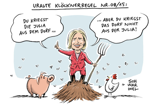 Cartoon: Dorfkinder Julia Klöckner (medium) by Schwarwel tagged dorfkinder,julia,klöckner,ministerin,landwirtschaftsministerin,kampagne,jugend,kinder,dorf,agrarministerin,land,ländliche,entwicklung,investitionen,infrastruktur,internet,busanbindung,freizeitangebote,jugendzentren,alkohol,nazis,baseballschlägerjahre,region,cartoon,karikatur,schwarwel,dorfkinder,julia,klöckner,ministerin,landwirtschaftsministerin,kampagne,jugend,kinder,dorf,agrarministerin,land,ländliche,entwicklung,investitionen,infrastruktur,internet,busanbindung,freizeitangebote,jugendzentren,alkohol,nazis,baseballschlägerjahre,region,cartoon,karikatur,schwarwel