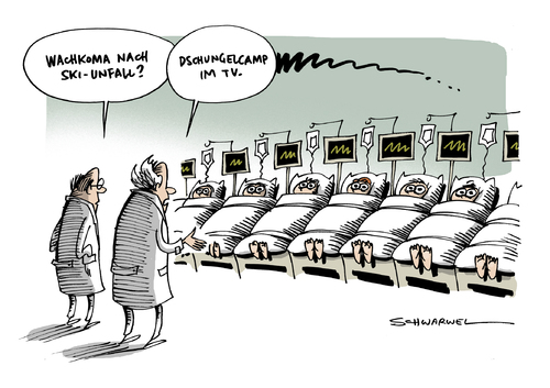 Cartoon: Dschungelcamp Neue Staffel (medium) by Schwarwel tagged dschungelcamp,neue,staffel,karikatur,schwarwel,tv,fernsehen,dschungel,prominente,skiunfall,wachkoma,koma,krankenhaus,krank,dschungelcamp,neue,staffel,karikatur,schwarwel,tv,fernsehen,dschungel,prominente,skiunfall,wachkoma,koma,krankenhaus,krank