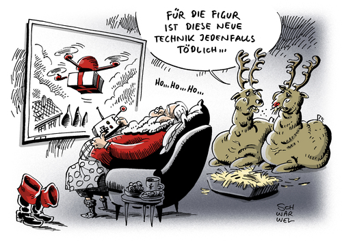 Cartoon: ECommerce gegen Einzelhandel (medium) by Schwarwel tagged commerce,einzelhandel,handel,verkauf,kölner,institut,für,handelsforschung,geschäfte,deutschland,online,www,world,wide,web,karikatur,schwarwel,drohne,weihnachtsmann,konsum,commerce,einzelhandel,handel,verkauf,kölner,institut,für,handelsforschung,geschäfte,deutschland,online,www,world,wide,web,karikatur,schwarwel,drohne,weihnachtsmann,konsum