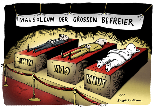 Cartoon: Eisbär Knut wird ausgestopft (medium) by Schwarwel tagged knut,eisbär,zoo,tod,krank,hirn,krankheit,mausoleum,lenin,mao,befreier,freiheit,befreiung,tier,präparat,ausstopfen,karikatur,schwarwel,mumie,bär,knut,eisbär,zoo,krank,hirn,krankheit,mausoleum,lenin,mao,befreier,freiheit,befreiung,tier,berlin,ausgestopft,andenken