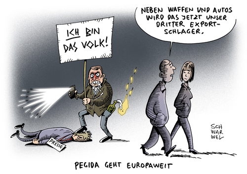 Cartoon: Exportschlager PEGIDA (medium) by Schwarwel tagged global,globalisierung,hass,angst,terror,gewalt,exportschlager,pegida,rechts,nazi,nationalsozialismus,kundgebungen,demo,demonstration,länder,karikatur,schwarwel,ich,bin,das,volk,wir,sind,waffen,autos,export,global,globalisierung,hass,angst,terror,gewalt,exportschlager,pegida,rechts,nazi,nationalsozialismus,kundgebungen,demo,demonstration,länder,karikatur,schwarwel,ich,bin,das,volk,wir,sind,waffen,autos,export