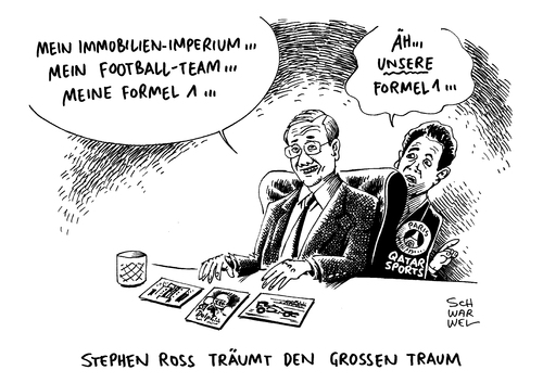 Cartoon: Formel 1 Milliardär Stephen Ros (medium) by Schwarwel tagged formal,milliardär,stephen,ross,übernahme,königsklasse,auto,motorsport,karikatur,schwarwel,formal,milliardär,stephen,ross,übernahme,königsklasse,auto,motorsport,karikatur,schwarwel