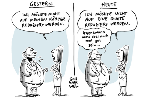 Cartoon: Frauenquote CDU (medium) by Schwarwel tagged frauenquote,quote,gleichberechtigung,gleichstellung,feminismus,diskriminierung,ungleichbehandlung,gleichbehandlung,gleicher,lohn,sexismus,frauen,führungspositionen,geschlechtergleichheit,quotenregelung,süssmuth,merz,gleichstellungsstrategie,gender,pay,gap,gendern,gendersternchen,patriarchat,cartoon,karikatur,schwarwel,geschlechterquote,genderquote,frauenrechte,frauenquote,quote,gleichberechtigung,gleichstellung,feminismus,diskriminierung,ungleichbehandlung,gleichbehandlung,gleicher,lohn,sexismus,frauen,führungspositionen,geschlechtergleichheit,quotenregelung,süssmuth,merz,gleichstellungsstrategie,gender,pay,gap,gendern,gendersternchen,patriarchat,cartoon,karikatur,schwarwel,geschlechterquote,genderquote,frauenrechte