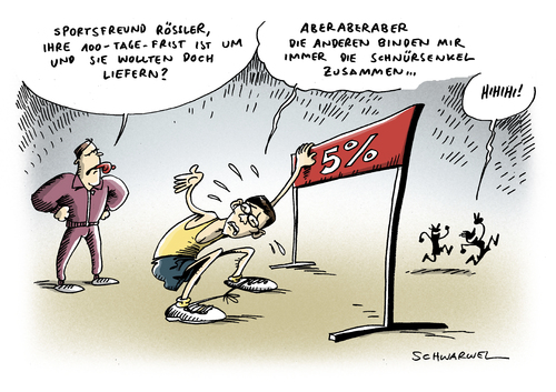 Cartoon: Frist für Rössler ist um (medium) by Schwarwel tagged roessler,fdp,chef,frist,bilanz,ziel,krise,hürde,partei,deutschland,politik,minister,wirtschaftsminister,wirtschaft,liberal,vizekanzler,westerwelle,nachfolger,karikatur,schwarwel,roessler,frist,krise,hürde,deutschland,minister,wirtschaftsminister