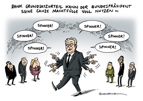 Cartoon: Gauck NPD Spinner (medium) by Schwarwel tagged grundsatzurteil,urteil,gauck,npd,anhänger,spinner,bundespräsident,merkel,obama,putin,karikatur,schwarwel,politiker,politik,partei,rechts,nazi,grundsatzurteil,urteil,gauck,npd,anhänger,spinner,bundespräsident,merkel,obama,putin,karikatur,schwarwel,politiker,politik,partei,rechts,nazi