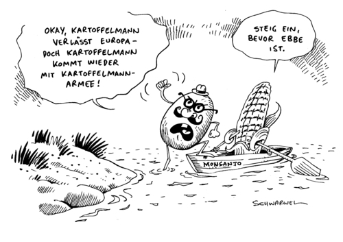 Cartoon: Gen Saat Monsanto (medium) by Schwarwel tagged gen,ssat,hersteller,monsanto,europa,rückzug,karikatur,schwarwel,us,saatguthersteller,gentechnik,industrie,landwirtschaft,mais,kartoffel,nahrung,lebensmittel,gen,ssat,hersteller,monsanto,europa,rückzug,karikatur,schwarwel,us,saatguthersteller,gentechnik,industrie,landwirtschaft,mais,kartoffel,nahrung,lebensmittel