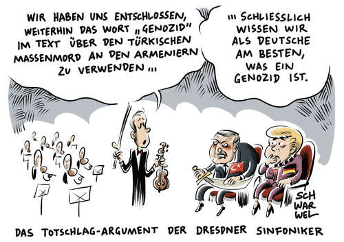 Cartoon: Genozid Kunstwerk Aghet (medium) by Schwarwel tagged merkel,erdogan,pressefreiheit,meinungsfreiheit,türkei,genozid,aghet,kunstwerk,dresden,sinfonie,sinfoniker,türkische,beschwerde,kritik,ankare,eu,kommission,europäische,union,massenmord,tot,tod,gewalt,krieg,armenien,armenier,karikatur,schwarwel,mord,kunstwerk,aghet,genozid,türkei,meinungsfreiheit,pressefreiheit,erdogan,merkel,dresden,sinfonie,sinfoniker,türkische,beschwerde,kritik,ankare,eu,kommission,europäische,union,massenmord,tot,tod,gewalt,krieg,armenien,armenier,karikatur,schwarwel,mord