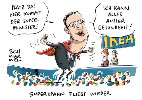 Cartoon: Gesundheitsminister Jens Spahn (medium) by Schwarwel tagged gesundheitsminister,jens,spahn,cdu,minister,ministerium,gesundheit,gesund,krank,krankheit,recht,und,ordnung,sicherheit,hartz,iv,von,400,eur,leben,abtreibung,frau,schwangerschft,körper,schwangerschaftsabbruch,rechtsstaat,staat,regierung,regierungsbildung,groko,große,koalition,demokratie,polizei,diktatur,vertrauen,rechtsfreie,räume,drogen,drogendealer,drogenszene,politik,politiker,deutschland,gesundheitspolitik,essener,tafel,armut,arm,konservativ,innenminister,ikea,kinderspielland,spielsplatz,bällebad,cartoon,karikatur,schwarwel,gesundheitsminister,jens,spahn,cdu,minister,ministerium,gesundheit,gesund,krank,krankheit,recht,und,ordnung,sicherheit,hartz,iv,von,400,eur,leben,abtreibung,frau,schwangerschft,körper,schwangerschaftsabbruch,rechtsstaat,staat,regierung,regierungsbildung,groko,große,koalition,demokratie,polizei,diktatur,vertrauen,rechtsfreie,räume,drogen,drogendealer,drogenszene,politik,politiker,deutschland,gesundheitspolitik,essener,tafel,armut,arm,konservativ,innenminister,ikea,kinderspielland,spielsplatz,bällebad,cartoon,karikatur,schwarwel