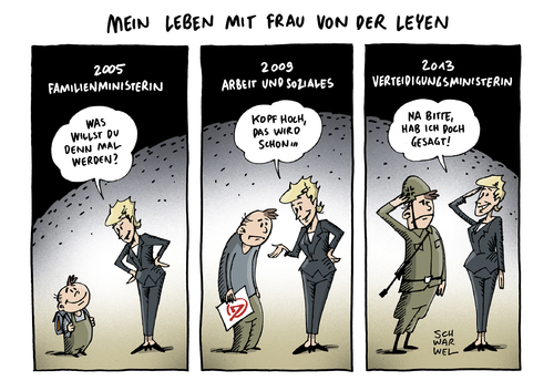 Cartoon: GroKo von der Leyen (medium) by Schwarwel tagged groko,von,der,leyen,verteidigungsministerin,familienminister,arbeit,soziales,minister,politik,karikatur,schwarwel,groko,von,der,leyen,verteidigungsministerin,familienminister,arbeit,soziales,minister,politik,karikatur,schwarwel