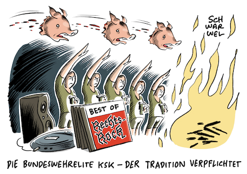 Cartoon: Hitlergruß bei Abschiedsfeier (medium) by Schwarwel tagged hitler,hitlergruß,sieg,heil,rechts,nazi,nazis,nationalsozialismus,extremismus,rassismus,antisemitismus,rechtsextrem,soldat,soldaten,armee,herr,militär,deutschland,bundeswehr,ksk,elitekämpfer,kampf,krieg,frieden,kämpfer,kommando,spezialkräfte,rechtsrock,musik,schweinskopfwerfen,rechtsradikalismus,karikatur,schwarwel,hitler,hitlergruß,sieg,heil,rechts,nazi,nazis,nationalsozialismus,extremismus,rassismus,antisemitismus,rechtsextrem,soldat,soldaten,armee,herr,militär,deutschland,bundeswehr,ksk,elitekämpfer,kampf,krieg,frieden,kämpfer,kommando,spezialkräfte,rechtsrock,musik,schweinskopfwerfen,rechtsradikalismus,karikatur,schwarwel