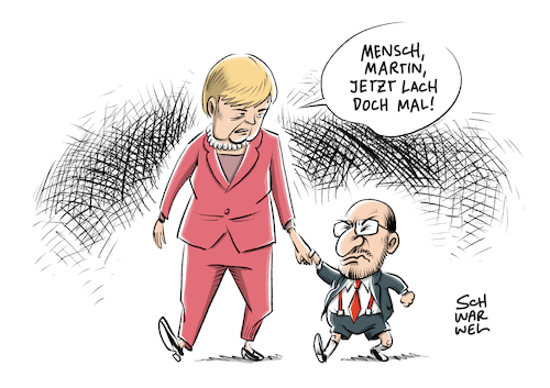 Cartoon: Jamaika Merkel Schulz SPD (medium) by Schwarwel tagged jamaika,kolaition,sondierung,sondierungsgespräche,regierung,politik,politiker,deutschland,regierungsbeteiligung,angela,merkel,bundeskanzlerin,cdu,csu,union,partei,spd,martin,schulz,wahl,bundestagswahl,wahlen,neuwahl,neuwahlen,minderheitsregierung,minderheitenregierung,parteichef,groko,große,koalition,demokratie,karikatur,schwarwel,jamaika,kolaition,sondierung,sondierungsgespräche,regierung,politik,politiker,deutschland,regierungsbeteiligung,angela,merkel,bundeskanzlerin,cdu,csu,union,partei,spd,martin,schulz,wahl,bundestagswahl,wahlen,neuwahl,neuwahlen,minderheitsregierung,minderheitenregierung,parteichef,groko,große,koalition,demokratie,karikatur,schwarwel