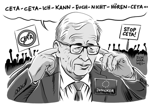 Cartoon: Junckers Ceta Plan (medium) by Schwarwel tagged ceta,juncker,umstritten,handelsvertrag,handel,kanada,eu,europäische,union,europa,abkommen,ttip,geheim,geheimhaltung,demokratie,umwelt,umweltschutz,zombieklausel,umweltstandards,karikatur,schwarwel,ceta,juncker,umstritten,handelsvertrag,handel,kanada,eu,europäische,union,europa,abkommen,ttip,geheim,geheimhaltung,demokratie,umwelt,umweltschutz,zombieklausel,umweltstandards,karikatur,schwarwel