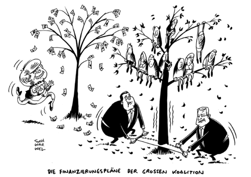 Cartoon: Koalition Finanzierbarkeit (medium) by Schwarwel tagged koalitionsrunde,finanzierbarkeit,gegenseitige,forderungen,koalition,cdu,csu,spd,schwarz,rot,partei,politik,merkel,gabriel,karikatur,schwarwel,koalitionsrunde,finanzierbarkeit,gegenseitige,forderungen,koalition,cdu,csu,spd,schwarz,rot,partei,politik,merkel,gabriel,karikatur,schwarwel