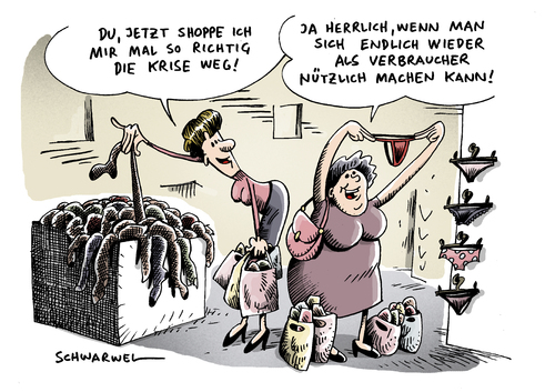 Cartoon: Konsumboom in Deutschland (medium) by Schwarwel tagged konsumboom,konsum,boom,deutschland,deutsche,shopping,einkaufen,kaufen,kauf,shoppen,krise,geld,honorar,frau,verbraucher,karikatur,schwarwel,kleidung,klamotten,konsumboom,konsum,boom,deutschland,deutsche,shopping,einkaufen,kaufen,kauf,shoppen,geld,honorar,frau,verbraucher,konsumgesellschaft,konsument,wirtschaftskrise,finanzkrise