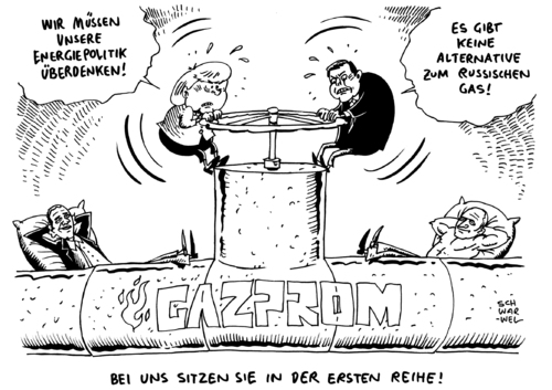 Cartoon: Krim Krise Gazprom (medium) by Schwarwel tagged krim,krise,merkel,putin,gabriel,uneinigkeit,streit,konflikt,russisches,gas,energie,energieversorgung,eu,europäische,union,energiepolitik,natur,umwelt,macht,weltmächte,ewalt,terror,obama,keine,alternative,abhängig,abhängigkeit,politiker,experten,russland,erdgaslieferung,bundeswirtschaftsminister,wirtschaftsminister,wirtschaft,minister,geld,finanzen,gefahr,lieferstopp,krim,krise,merkel,putin,gabriel,uneinigkeit,streit,konflikt,russisches,gas,energie,energieversorgung,eu,europäische,union,energiepolitik,natur,umwelt,macht,weltmächte,ewalt,terror,obama,keine,alternative,abhängig,abhängigkeit,politiker,experten,russland,erdgaslieferung,bundeswirtschaftsminister,wirtschaftsminister,wirtschaft,minister,geld,finanzen,gefahr,lieferstopp