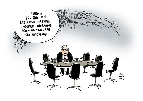 Cartoon: Krim Krise Steinmeier (medium) by Schwarwel tagged krim,krise,steinmeier,ukraine,kontaktgruppe,krieg,kalter,putin,merkel,us,usa,russland,karikatur,schwarwel,krim,krise,steinmeier,ukraine,kontaktgruppe,krieg,kalter,putin,merkel,us,usa,russland,karikatur,schwarwel