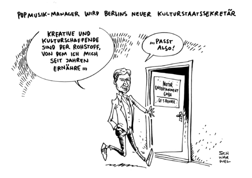 Cartoon: Kulturstaatssekretär Renner (medium) by Schwarwel tagged tim,renner,berlins,neuer,kulturstaatssekretär,karikatur,schwarwel,popmusik,pop,musik,motor,music,manager,kreative,kulturschaffende,kunst,kultur,entertainment,musikindustrie,steueraffäre,andre,schmitz,musikmanager,popexperte,experte,tim,renner,berlins,neuer,kulturstaatssekretär,karikatur,schwarwel,popmusik,pop,musik,motor,music,manager,kreative,kulturschaffende,kunst,kultur,entertainment,musikindustrie,steueraffäre,andre,schmitz,musikmanager,popexperte,experte